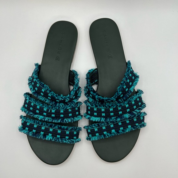 Rothy’s Triple Band Teal/Blue Fringe Sandals Size 10 - Picture 7 of 9